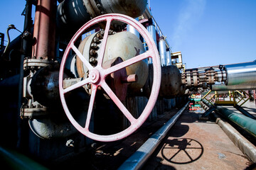 Oil refinery plant and industry zone. Oil and gas petrochemical industrial background