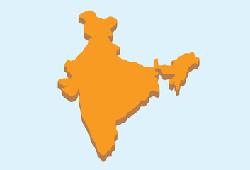 India 3D Minimal Illustration Map Geography Asia Nation Indian World