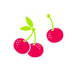 Vector cherry flat style illustration isolated on a white background.