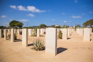 Beautiful view of El Alamein British War Cemetery in El Alamein, Egypt