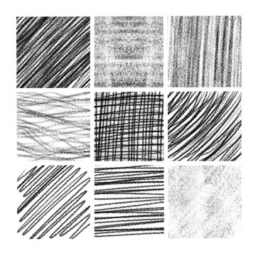 9x Schraffuren / Bleistift Schraffur - Zeichnen Skizzieren - Grunge - Oberfl&auml;chen - Schattierung - Beschaffenheit 