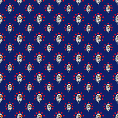 A seamless American bald eagle texture on a dark blue background.