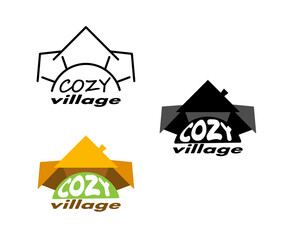 Three logo options for a cottage village, real estate sale, housing selection, vector illustration