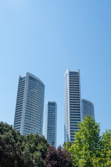 Fototapeta na wymiar Skyscrapers in city Istanbul against blue sky