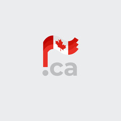 Canada flag icon. Original simple design of the canadian flag on white background, place for text. Design element, template national poster with ca domain. State patriotic banner of canada. Vector