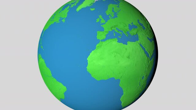 Seamless looping animation of the earth zooming in to the 3d map of Tunisia with the capital and the biggest cites in 4K resolution