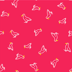 Line Albatross icon isolated seamless pattern on red background. Vector