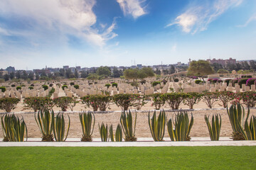Beautiful view of El Alamein British War Cemetery in El Alamein, Egypt
