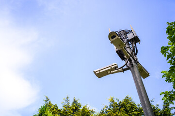 closed-circuit camera on sky background