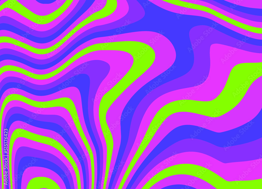 Poster trippy glitch background in style of psychedelic 60s and 70s parties with bright acidic colors and a