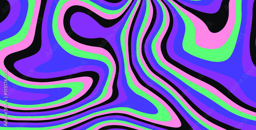 Poster trippy glitch background in style of psychedelic 60s and 70s parties with bright acidic colors and a