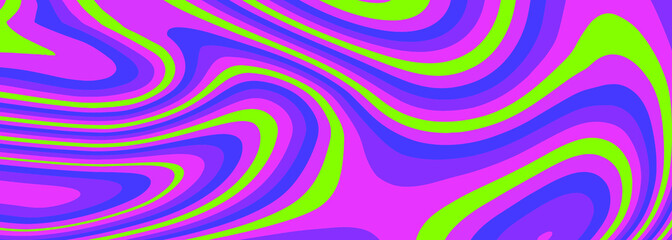 Trippy glitch background in style of psychedelic 60s and 70s parties with bright acidic colors and a winding geometric wavy pattern.