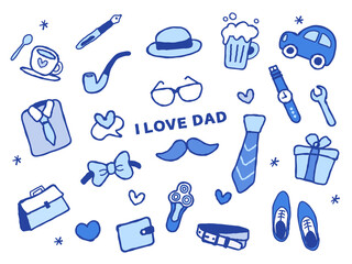 Happy Father’s Day ! Vector illustration of Father's Day cute doodle set. Design element for card, poster, banner, flyer and other us.