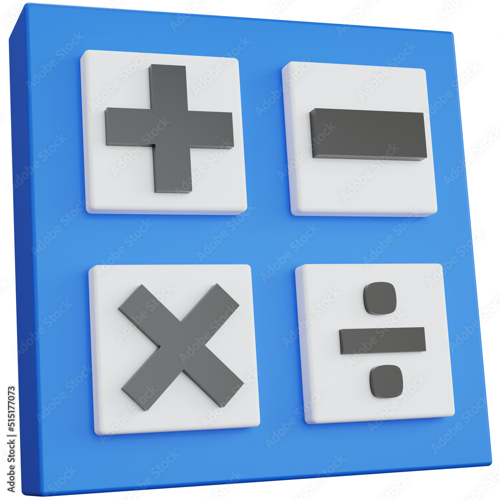 Poster 3d rendering calculator with four buttons isolated