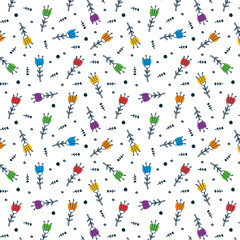 Colorful never ending floral pattern with flowers in colors of lgbt community.  LGBTQI+ flat vector illustrations for fabric print and other