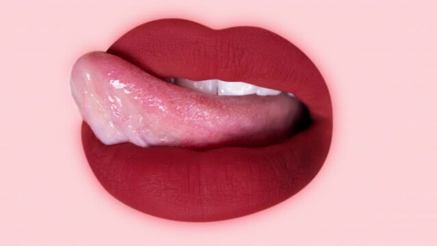 Womans licking her lips 