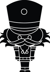 Black and White Cartoon Illustration Vector of a Wooden Nutcracker Christmas Toy