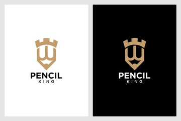 pencil logo design with crown
