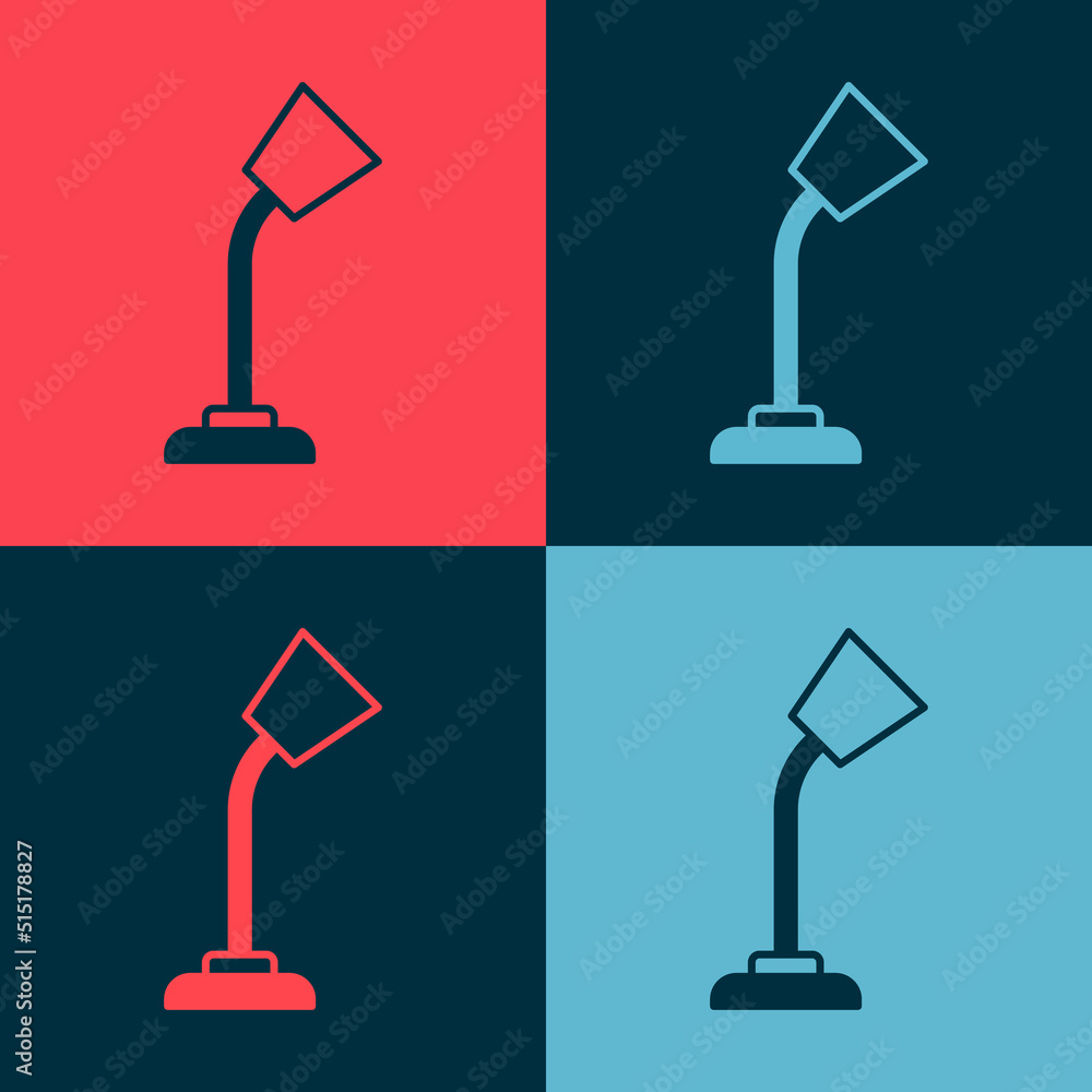 Poster pop art table lamp icon isolated on color background. vector