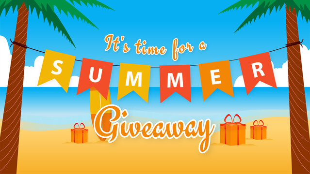 Summer Giveaway Contest Banner. Vector design for online advertising promotion.
