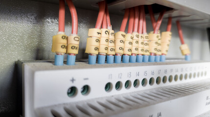 Close-up The Terminals output input switch relay control modul,Wiring Circuit system.
terminal...
