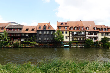 Fototapeta na wymiar The river and traditional houses in Bamberg, Germany