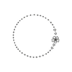 Hand drawn vector round frame with floral elements, herbs, leaves, flowers, twigs, branches