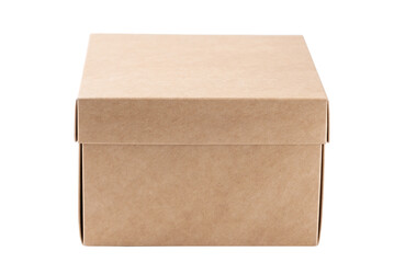 Paper brown box isolated on white with space for text and label.