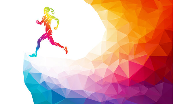 Runner or jogging. Abstract Vector silhouette of runnig woman