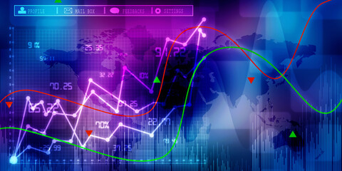 2d rendering Stock market online business concept. business Graph 
