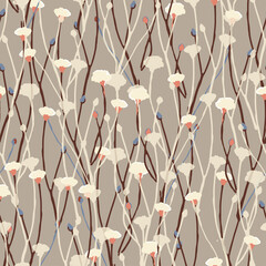 seamless multicolour wild flowers pattern  background , greeting card or fabric
