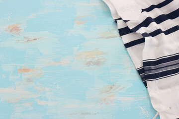 religion image of white prayer talit. Rosh hashanah (jewish New Year holiday), Shabbat and Yom...