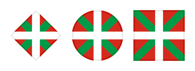 basque flag icon set. vector illustration isolated on white background - obrazy, fototapety, plakaty