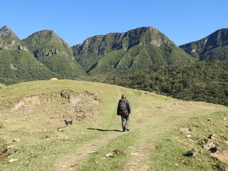 hiking in the mountains