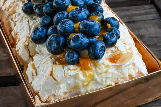 Anna Pavlova's dessert with blueberries.