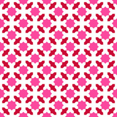 Seamless arabic geometric ornament in pink ,red and white colors.