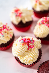 Red Velvet Cupcakes with White Chocolate Ganache Frosting