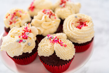 Red Velvet Cupcakes with White Chocolate Ganache Frosting
