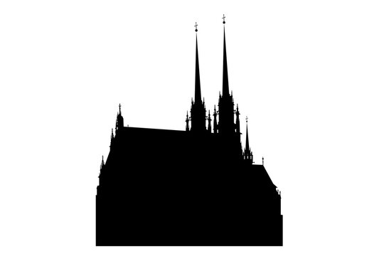 recommend clip art: Vector silhouette building Cathedral of St. Peter and Paul. City of Brno - Czech Republic.