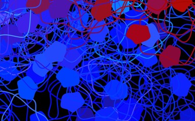 Dark Blue, Red vector background with abstract shapes.
