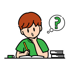 勉強をする男の子　疑問