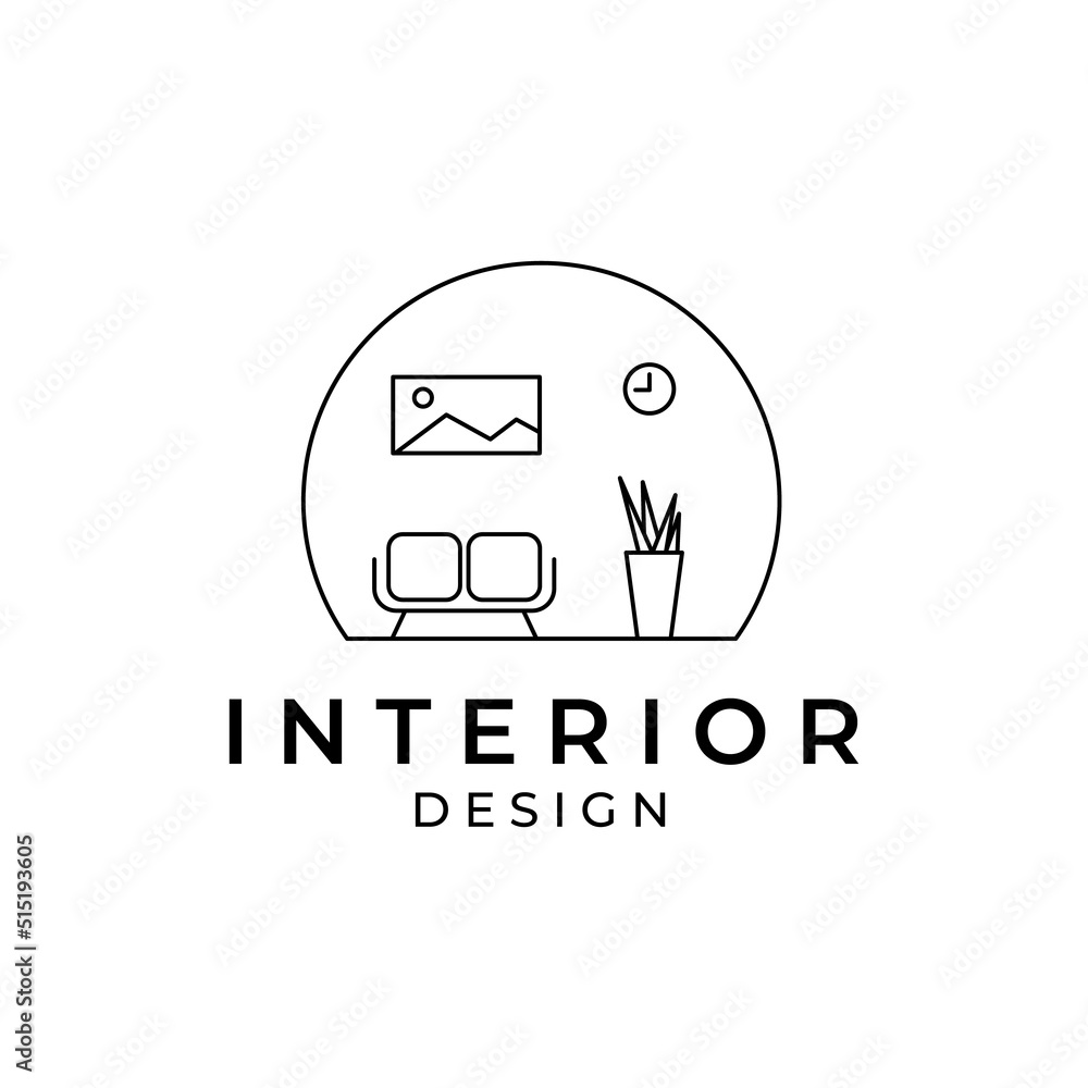 Poster furniture logo line art minimalist interior template design