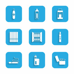 Set Cigar, Vape mod device, Lighter, Electronic cigarette, Cigarette, and icon. Vector