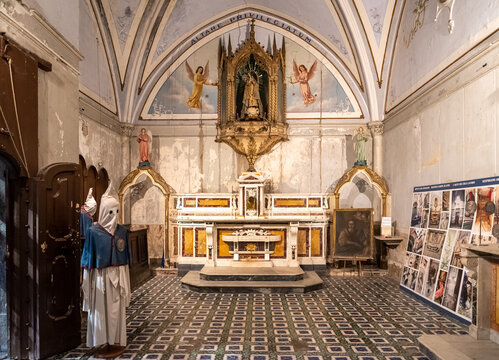 Little religious museum inside catholic church in Naples, Italy