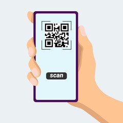 Phone scan icon. Phone in hand