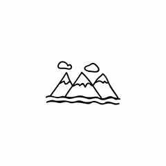 Hand drawn Mountain icon, simple doodle icon