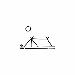 Hand drawn Camp tent icon, simple doodle icon