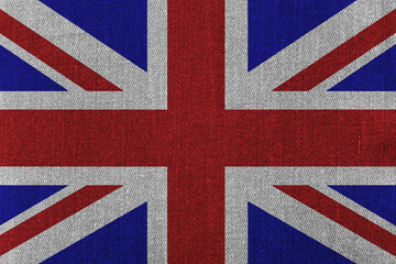 Patriotic classic denim background in colors of national flag. United Kingdom