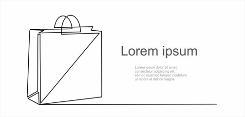 Naklejka premium continuous one single line drawing of shopping bag 