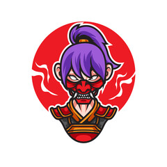 NINJA GIRL SPORT MASCOT LOGO
